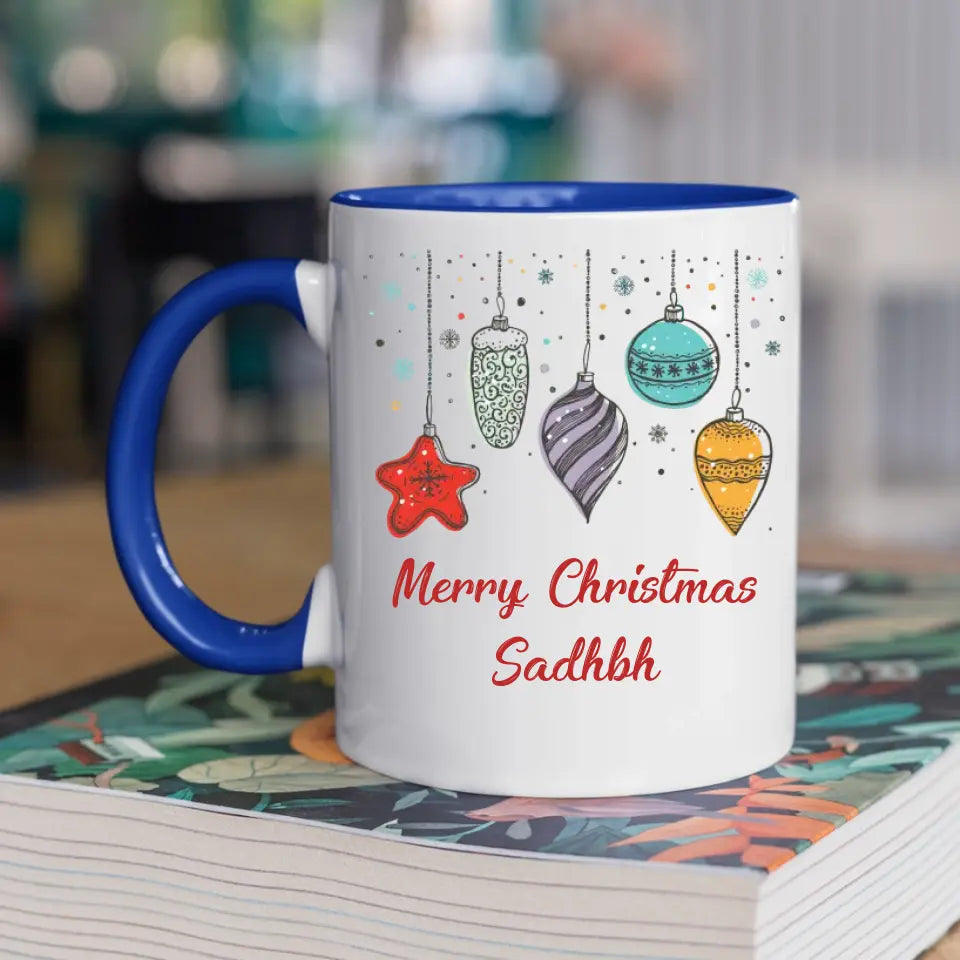 Personalised Christmas Mug with Baubles