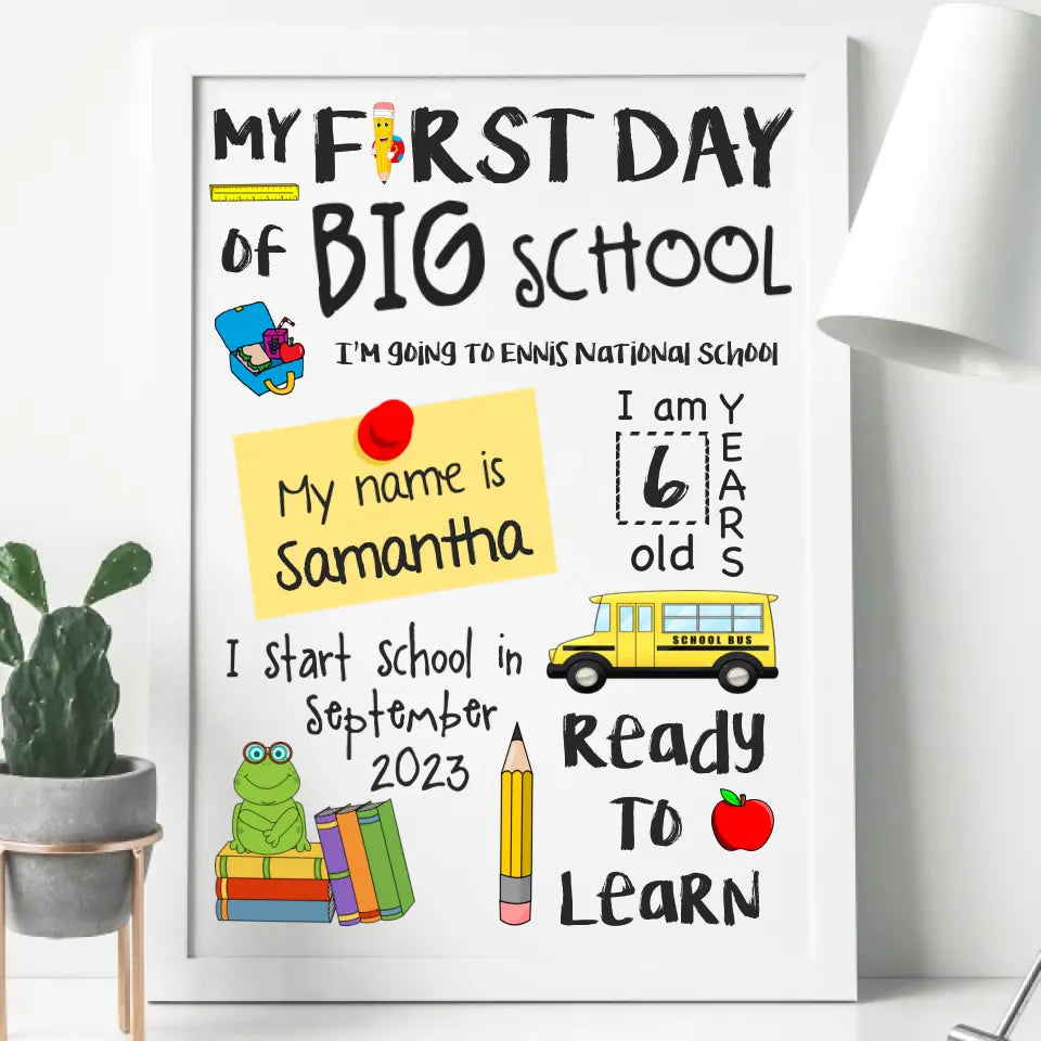 Personalised Framed Print - First Day School
