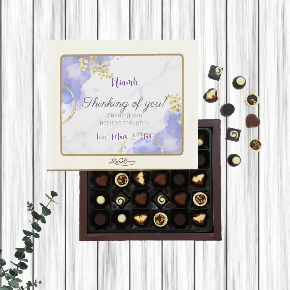 Personalised Box of Lily O'Brien's Chocolates - Thinking of You Purple