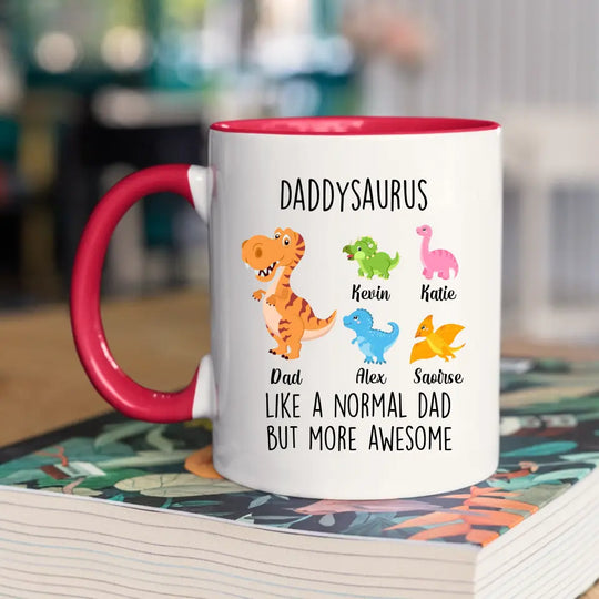 Personalised Father's Day Mug for Dad or Grandad - Daddysaurus - Up to 6 Kids