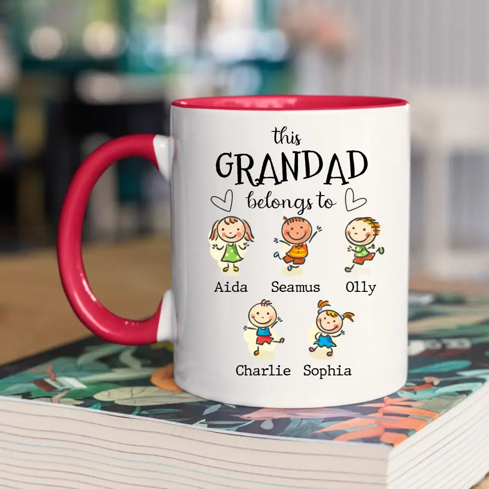 Personalised Father's Day Mug for Dad or Grandad - Children Belongs to - Up to 12 Kids