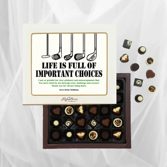 Personalised Box of Lily O'Brien's Chocolates for Men - Golf Clubs