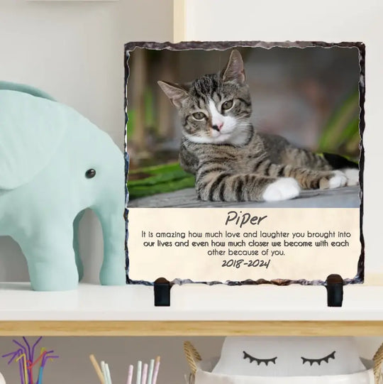 Personalised Slate for Pet Memorial - Upload Your Own Image