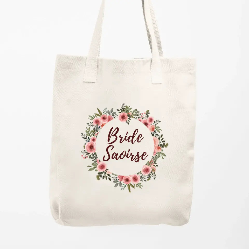 Personalised Hen Party Tote Bag - Floral Wreath