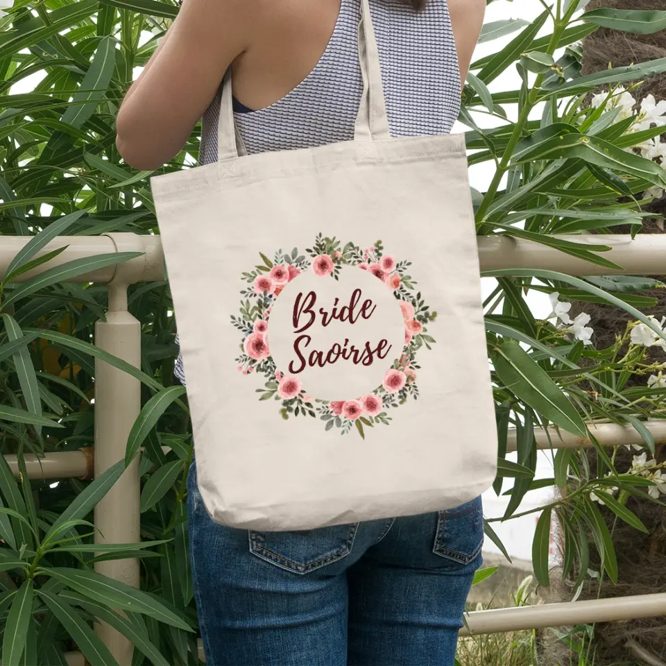 Personalised Hen Party Tote Bag - Floral Wreath