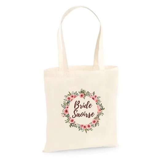 Personalised Hen Party Tote Bag - Floral Wreath