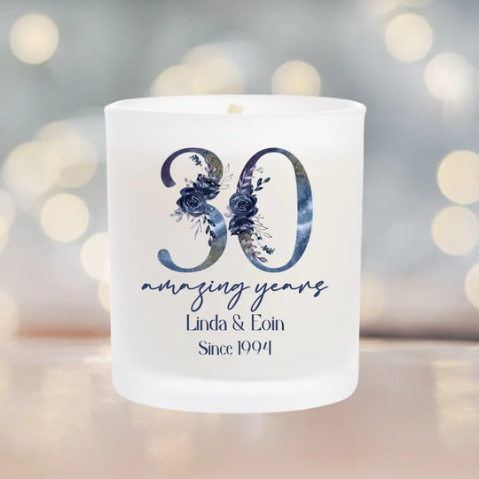 Personalised Milestone Wedding Anniversary Candle - Midnight Blue