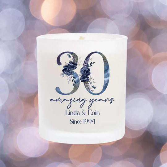 Personalised Milestone Wedding Anniversary Candle - Midnight Blue