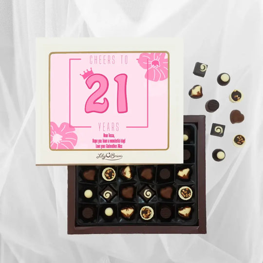 Personalised Box of Lily O'Brien's Chocolates for Birthdays - Funky Pink