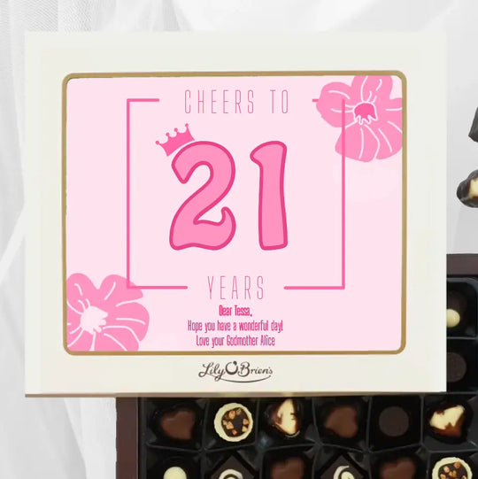 Personalised Box of Lily O'Brien's Chocolates for Birthdays - Funky Pink