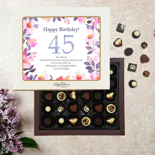 Personalised Box of Lily O'Brien's Chocolates for Birthdays - Watercolour Flowers