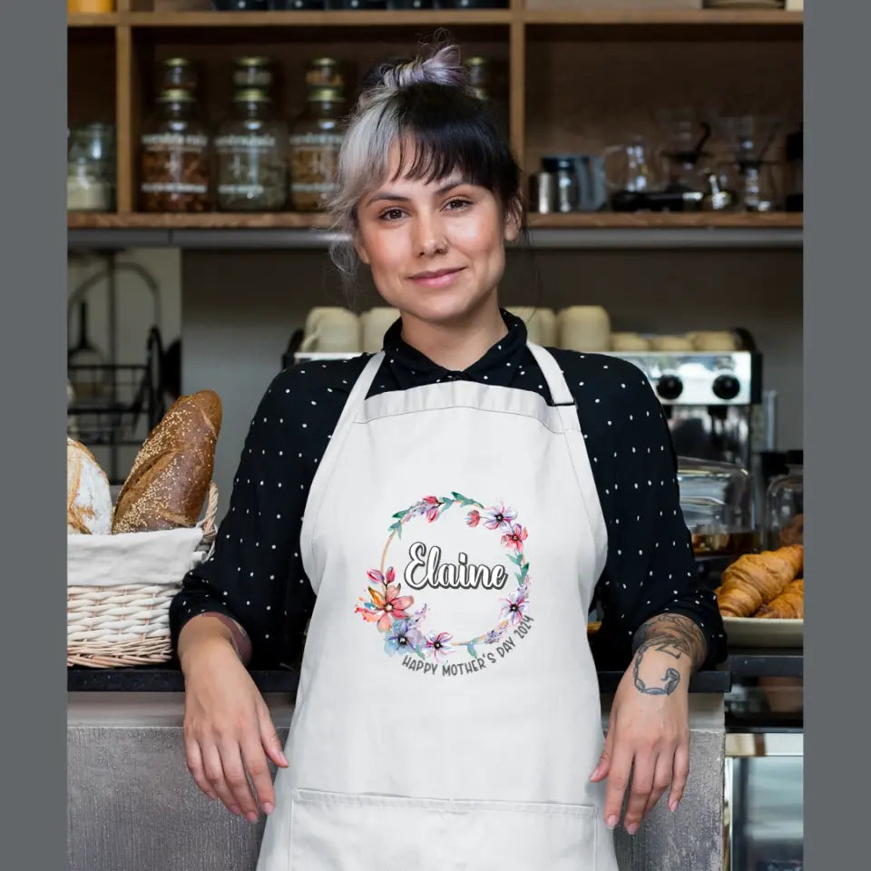 Personalised Mother's Day Apron - Floral Wreath