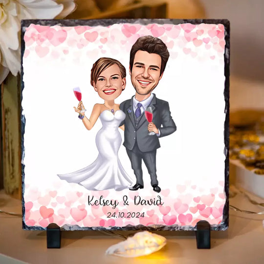 Personalised Wedding Caricature Slate - Upload Your Own Images