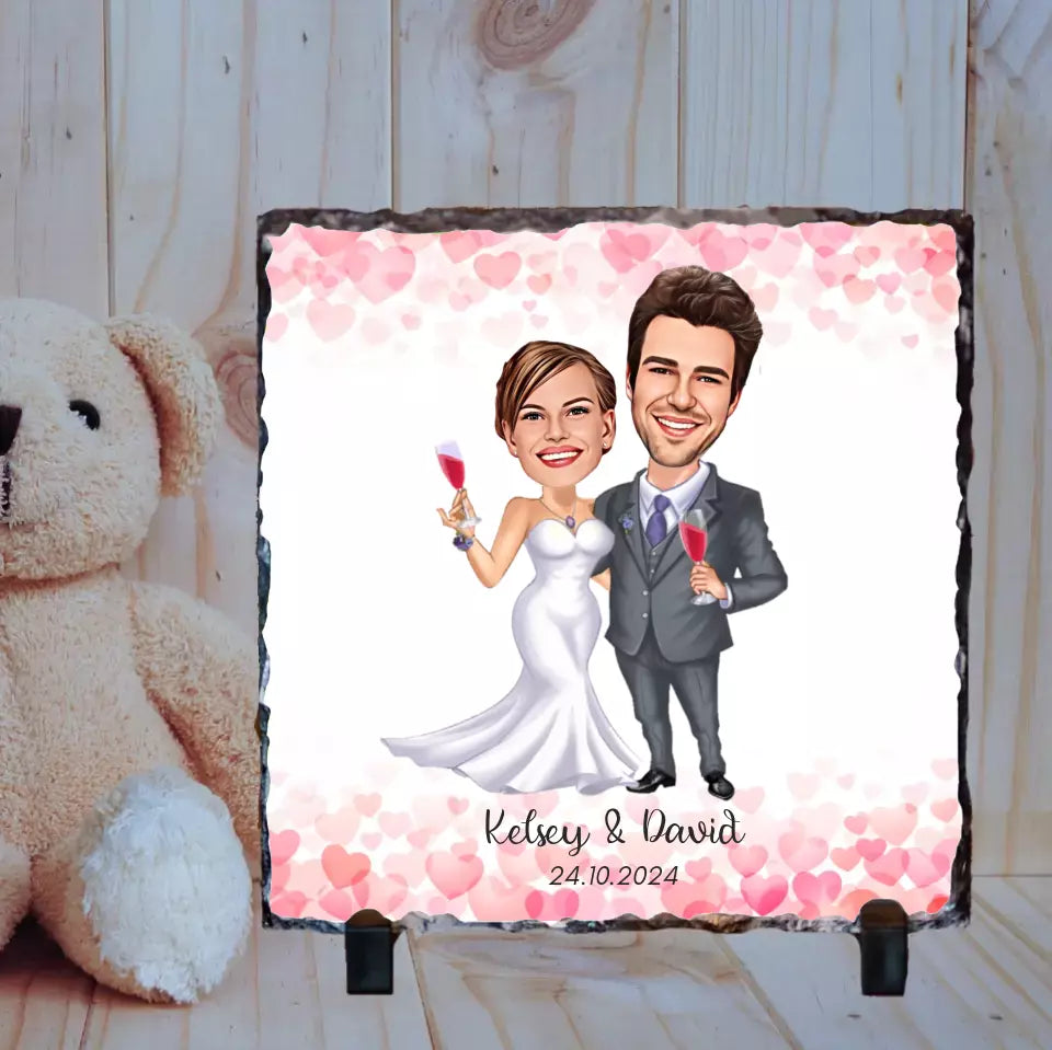 Personalised Wedding Caricature Slate - Upload Your Own Images