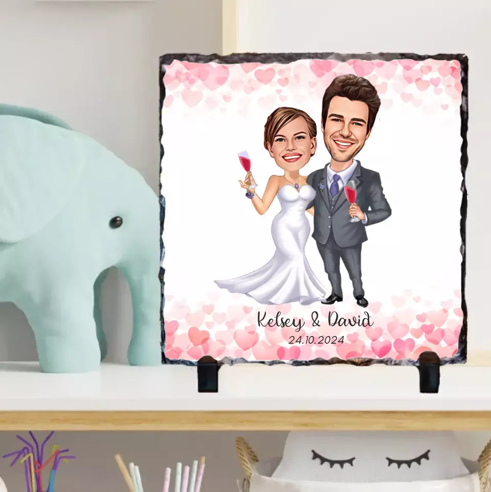 Personalised Wedding Caricature Slate - Upload Your Own Images