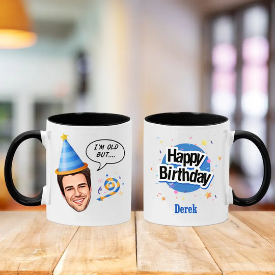 Personalised Birthday Mug for Men with Caricature Feature - Upload Your Own Image