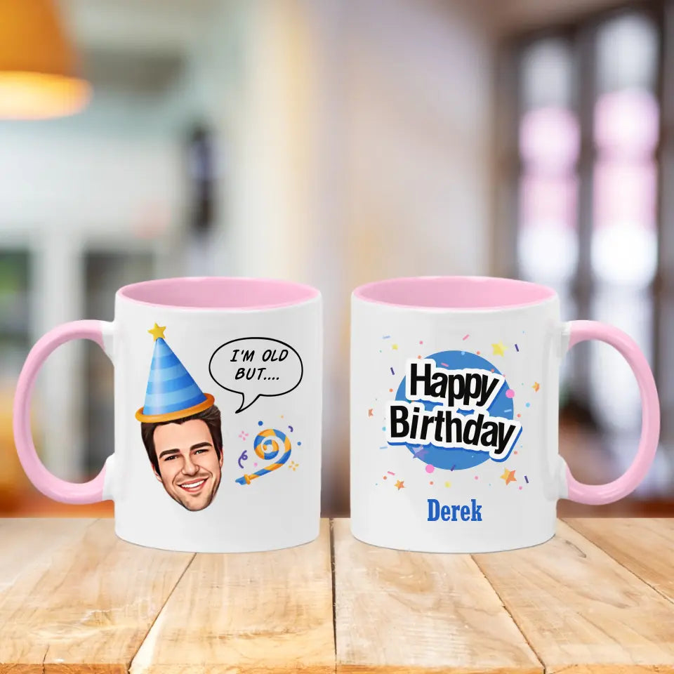 Personalised Birthday Mug for Men with Caricature Feature - Upload Your Own Image