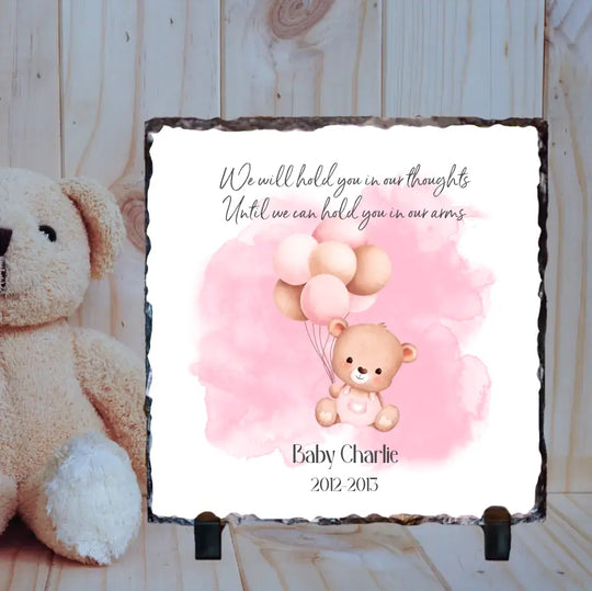 Personalised Memorial Slate for Baby - Little Bear