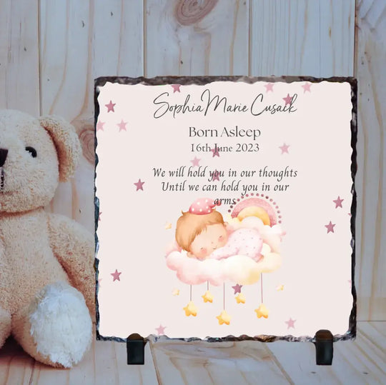 Personalised Memorial Slate for Baby - Born Asleep