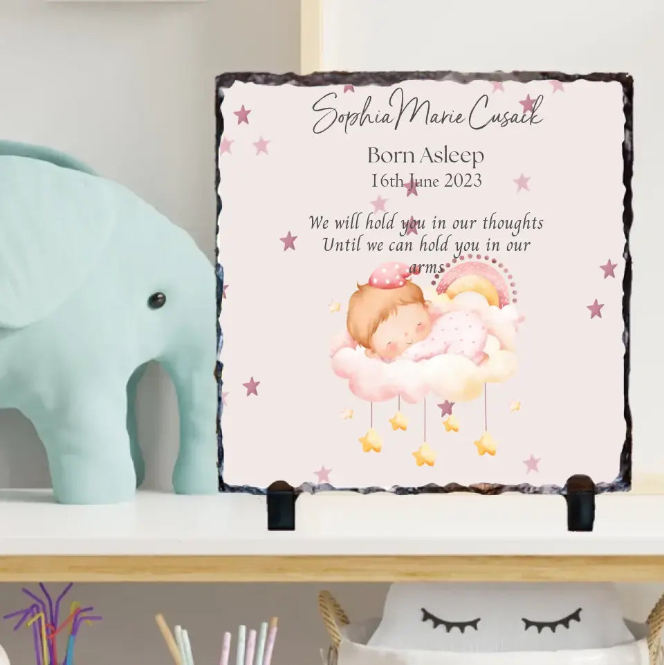 Personalised Memorial Slate for Baby - Born Asleep