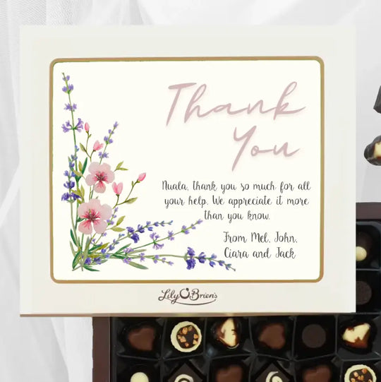 Personalised Box of Lily O'Brien's Chocolates - Thank You with Flowers