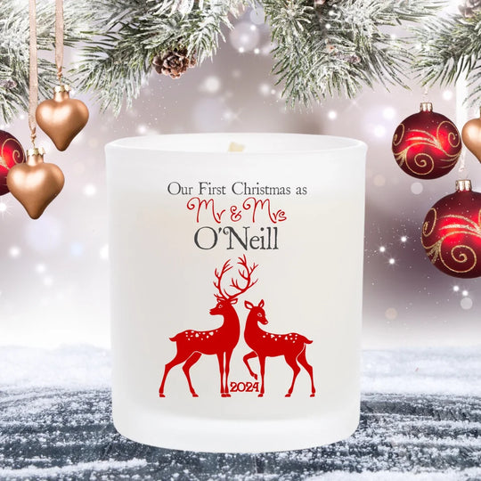 Personalised Christmas Candle - Our First Christmas as Mr & Mrs