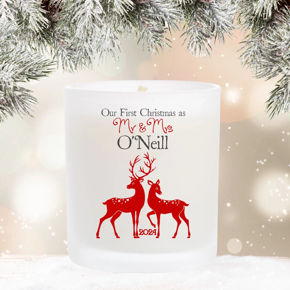 Personalised Christmas Candle - Our First Christmas as Mr & Mrs