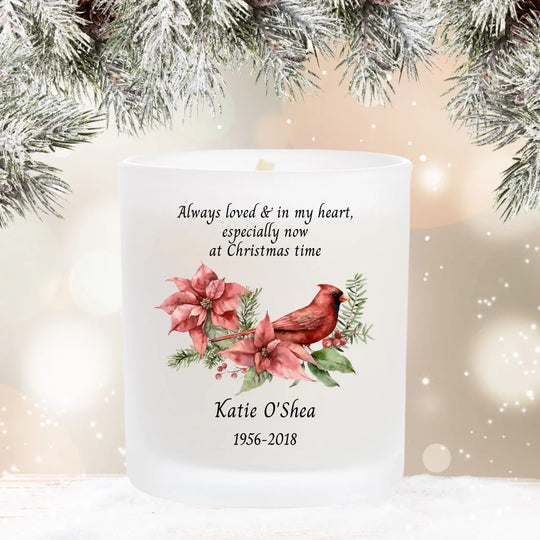 Personalised Christmas Memorial Candle with Cardinal