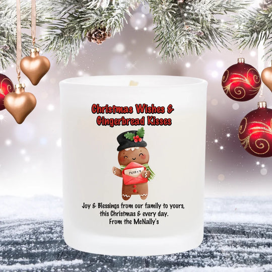 Personalised Christmas Candle with Gingerbread Cookies