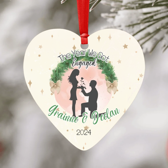 Personalised Heart Ornament - The Year We Got Engaged