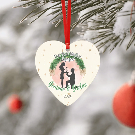 Personalised Heart Ornament - The Year We Got Engaged