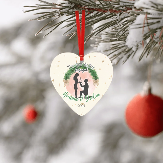 Personalised Heart Ornament - The Year We Got Engaged