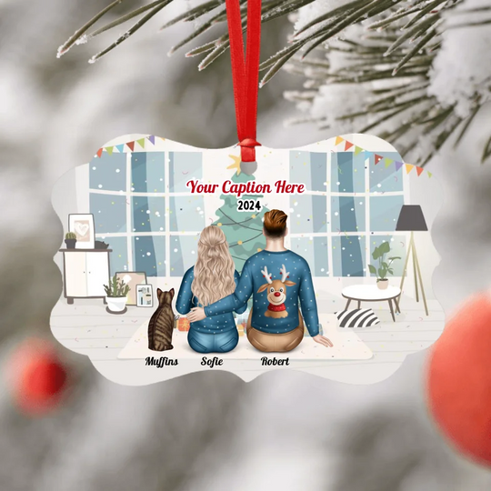 Personalised Christmas Family with Cat - Choose Your Family Size