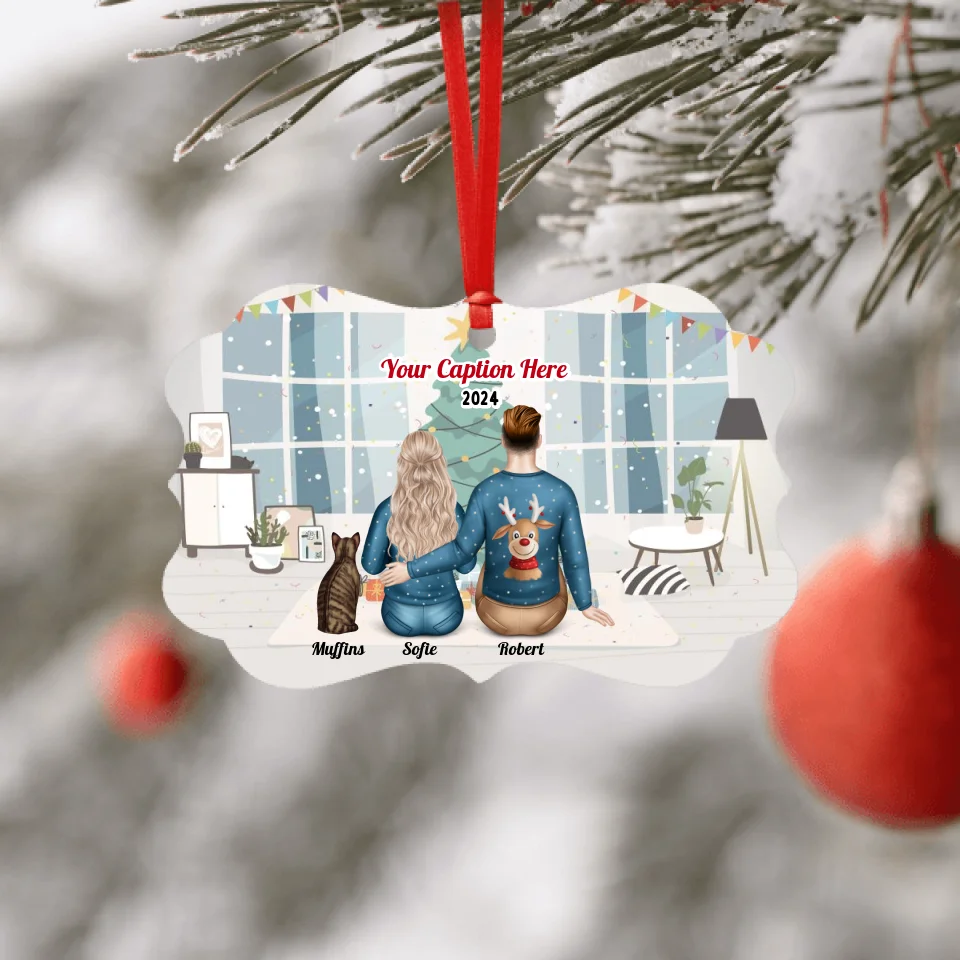 Personalised Christmas Family with Cat - Choose Your Family Size