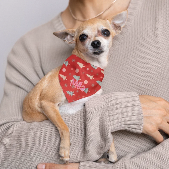 Personalised Dog Bandana - Christmas Trees