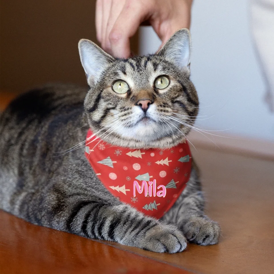 Personalised Cat Bandana - Christmas Trees