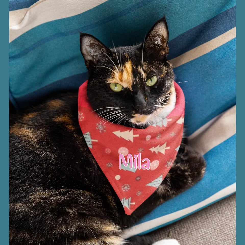 Personalised Cat Bandana - Christmas Trees