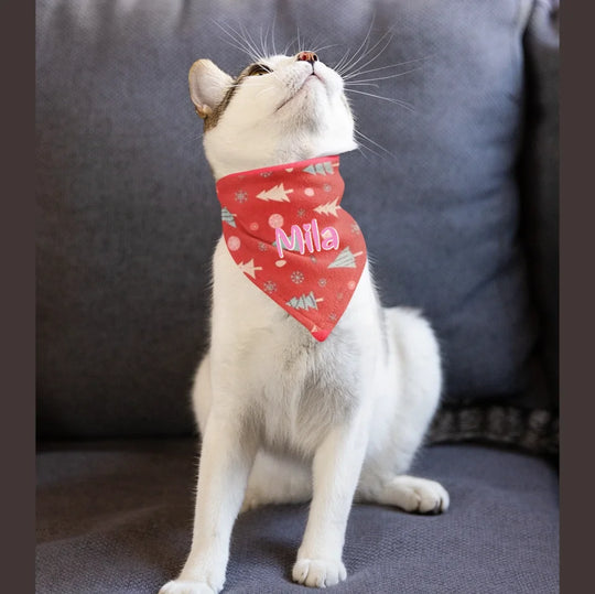 Personalised Cat Bandana - Christmas Trees