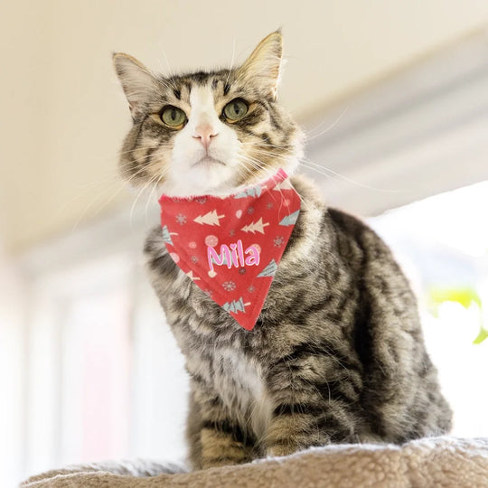 Personalised Cat Bandana - Christmas Trees