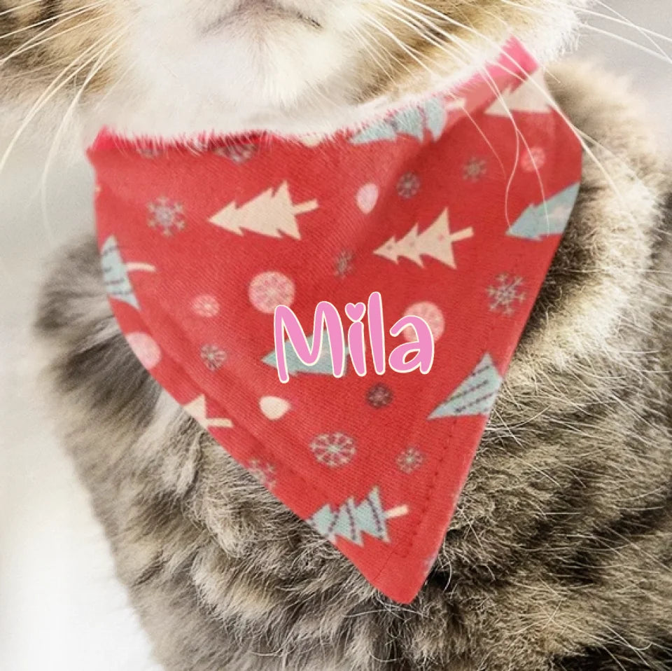 Personalised Cat Bandana - Christmas Trees