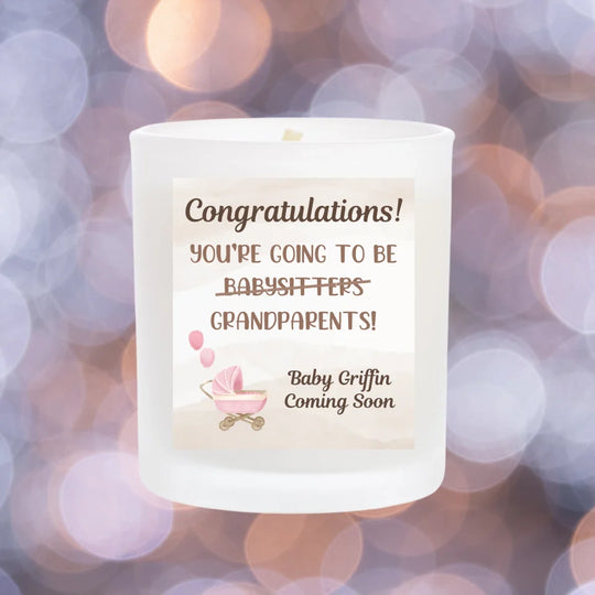 Personalised Candle for New Grandparents - Congratulations