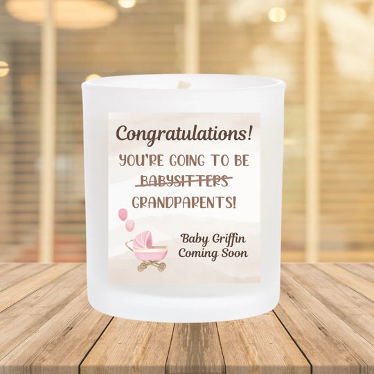 Personalised Candle for New Grandparents - Congratulations