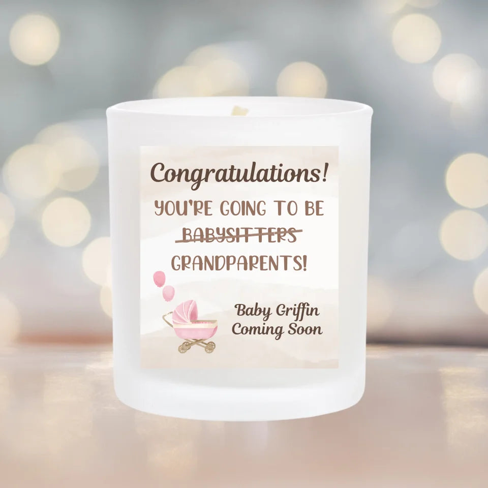 Personalised Candle for New Grandparents - Congratulations