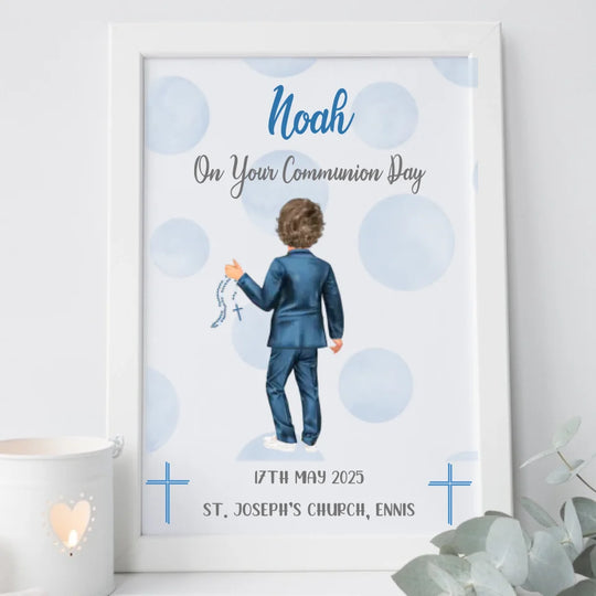 Personalised Communion Boy Framed Print - Customised by YOU!