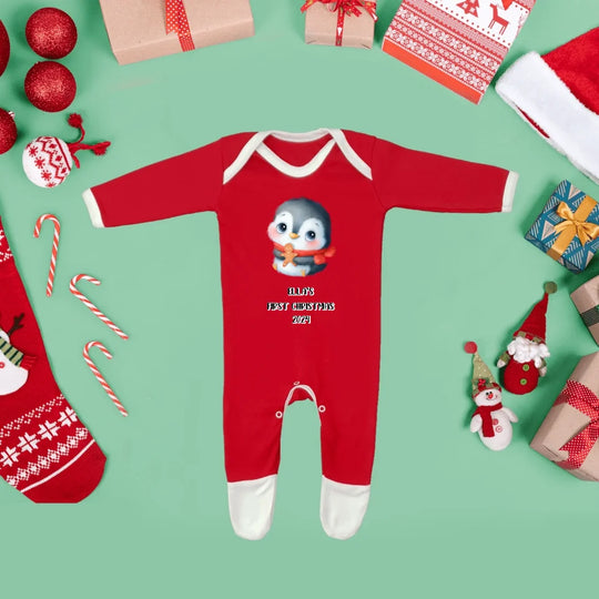 Personalised First Christmas Baby Sleepsuit Onesie - Festive Animals