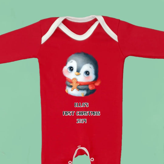 Personalised First Christmas Baby Sleepsuit Onesie - Festive Animals