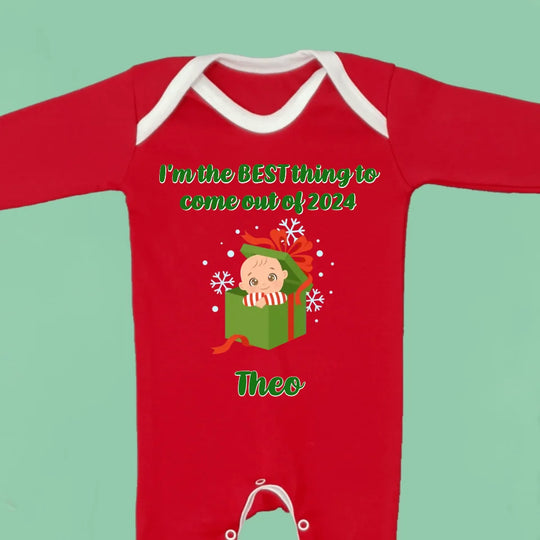 Personalised First Christmas Baby Sleepsuit Onesie - Best Thing to Come Out of 2024