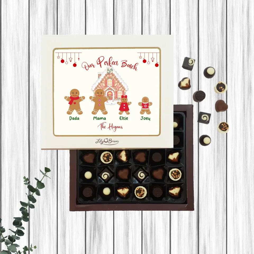 Personalised Box of Lily O'Brien's Chocolates for Christmas - Gingerbread Family