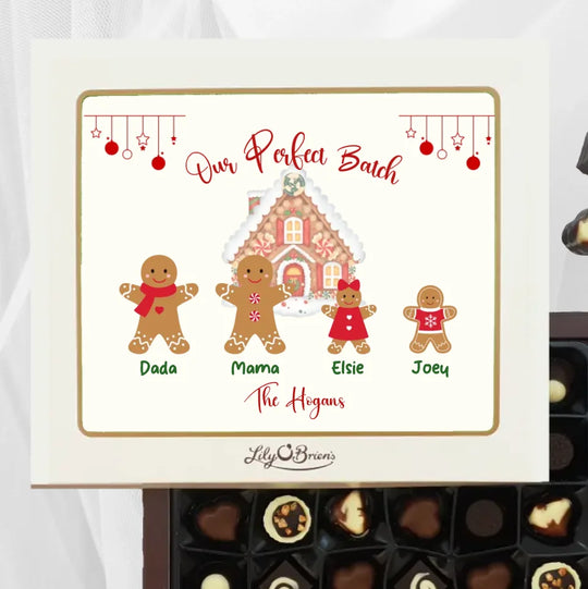 Personalised Box of Lily O'Brien's Chocolates for Christmas - Gingerbread Family