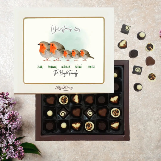 Personalised Box of Lily O'Brien's Chocolates for Christmas - Robins